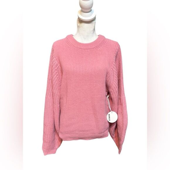 Staud Damask Pink Aura Bishop Sleeve Sweater L NWT - Picture 2 of 7